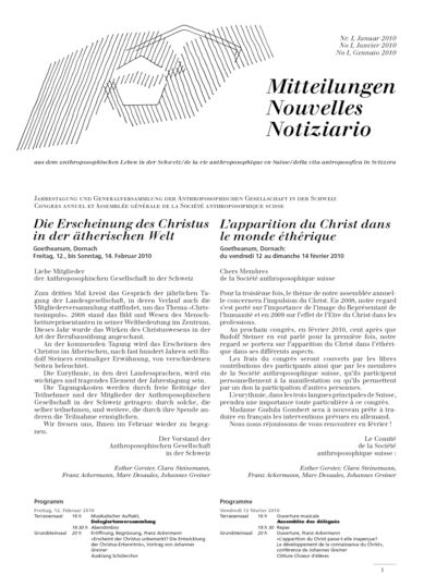 Schweizer Mitteilungen - Januar 2010